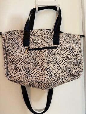 Spotted Pink Travel Tote with Black Straps
